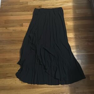 Black ruffle maxi skirt